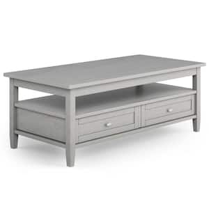 Warm Shaker 48 in. Fog Gray Rectangle Solid Wood Top Coffee Table with Storage