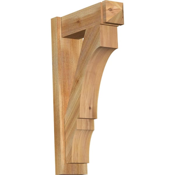 Ekena Millwork 6 in. x 30 in. x 18 in. Western Red Cedar Del Balboa Arts and Crafts Rough Sawn Outlooker