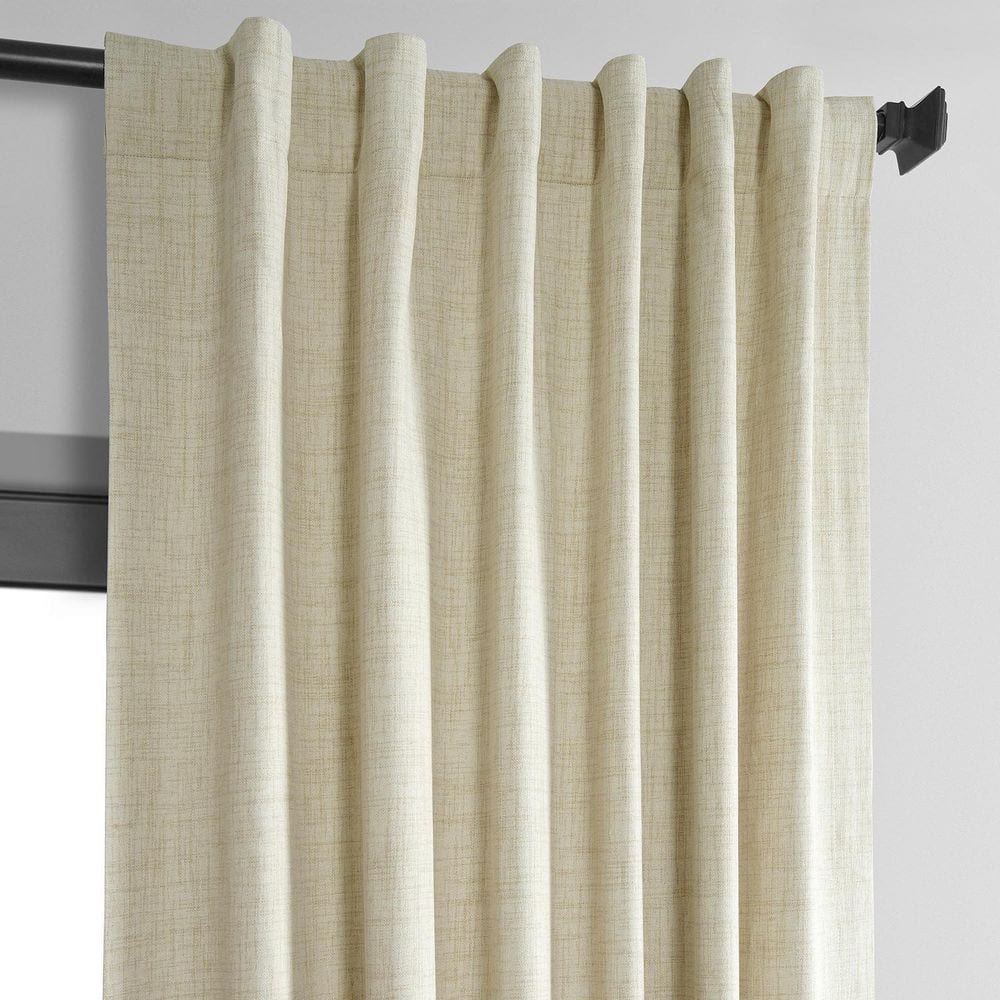 Natural Light Beige Linen Weave Blackout Curtain, 108" x 50"