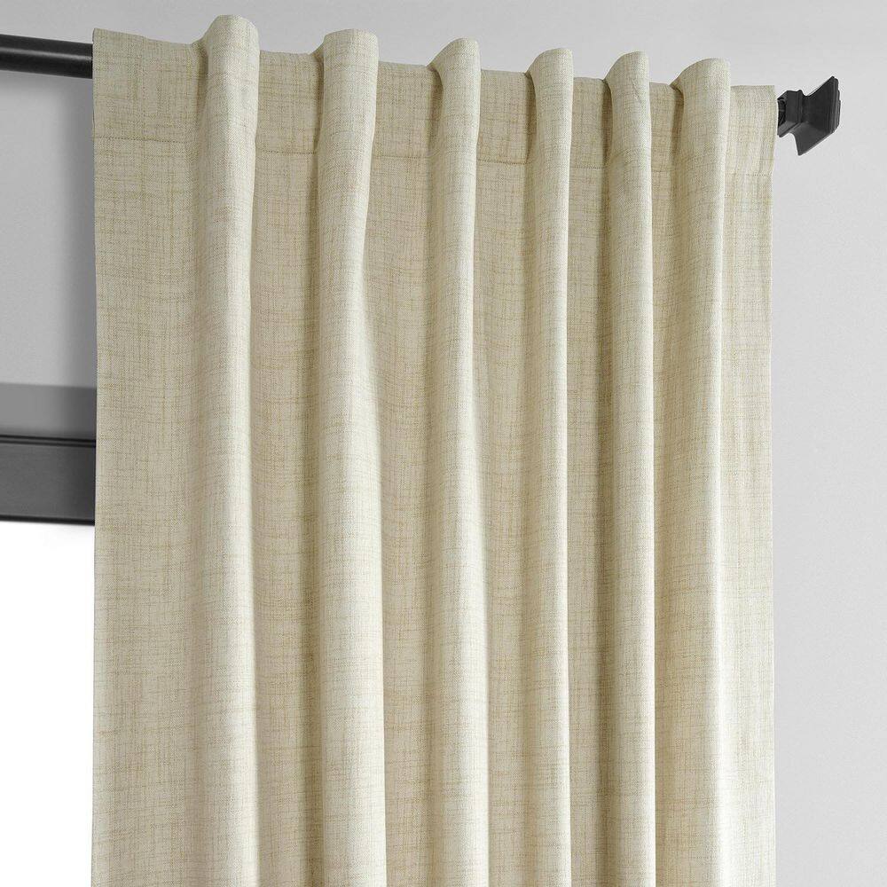 Natural Light Beige Linen Weave Blackout Curtain Panel, 50W x 96L