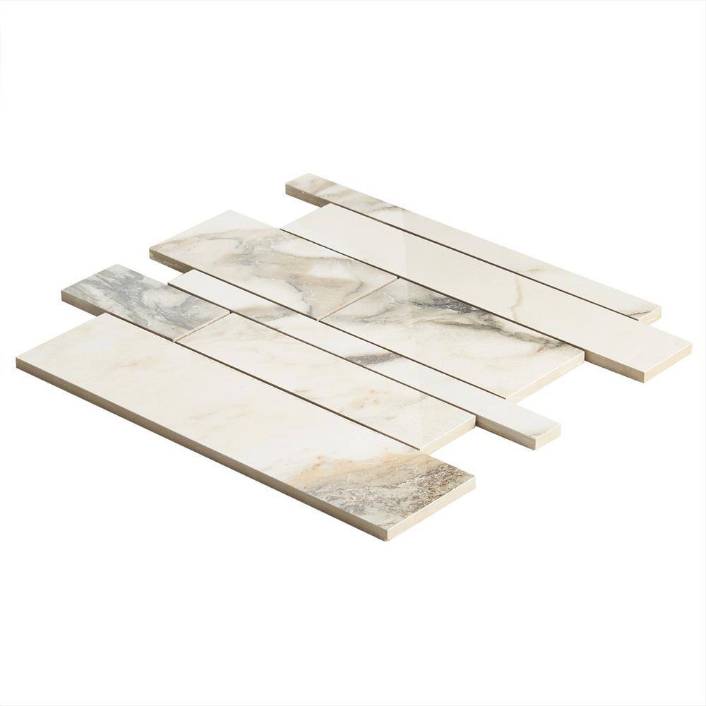 Calacatta Rustico Polished Porcelain Marble Look Mosaic Tile