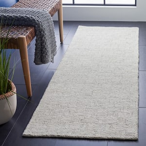 Micro-Loop Light Grey/Ivory 2 ft. x 7 ft. Striped Solid Color Runner Rug