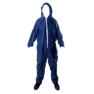 Size Large Blue Disposable Coverall Hood Chemical Protective Workwear, Cleaning Painting Manufacturing 1 Unit