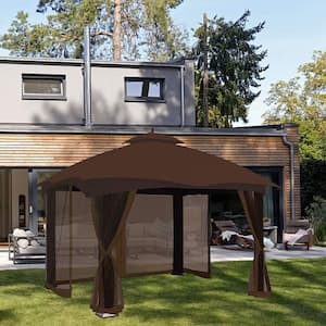 8 ft. x 8 ft. Replacement Gazebo Canopy Mosquito Netting Screen Brown