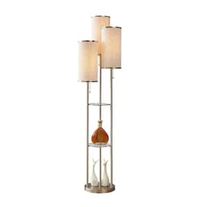 Eleanor 66 in. 3-Light Brushed Nickel LED Shelf Floor Lamp