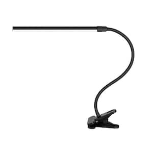 32 in. Black Gooseneck Clip On Lights Desk Lamp, Integrated LED, Black