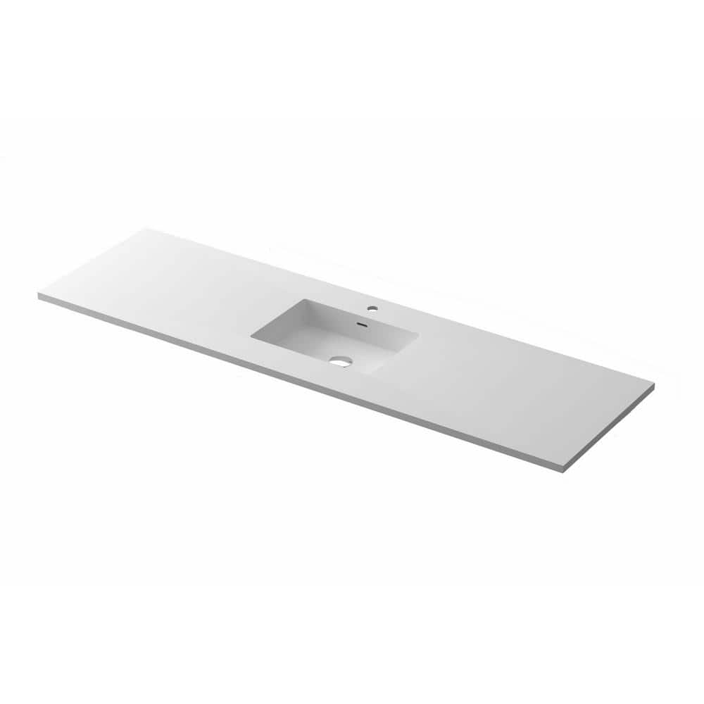 66" Matte White Solid Surface Single Sink Vanity Top