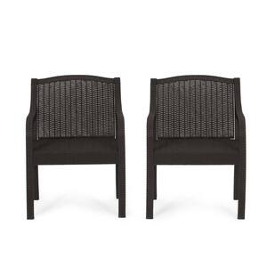 Wadleigh Dark Brown Stationary Plastic Outdoor Dining Chair (2-Pack)