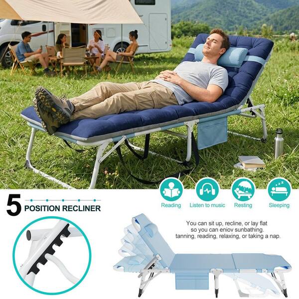 BOZTIY Face Down Tanning Chair w/ Face Arm Hole 5-Position Chaise