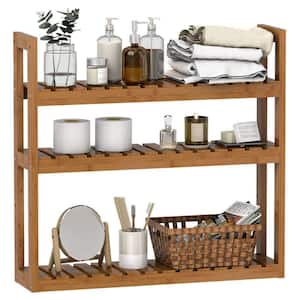 Bunpeony 2-Tier Bamboo Storage Caddy Bathroom Shelf with 2 Hooks ZY1K0078 -  The Home Depot