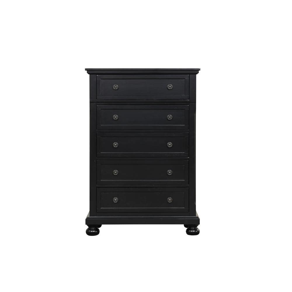 Meade Black 5-Drawer Chest of Drawers (36 in. L X 18 in. W X 53 in. H)