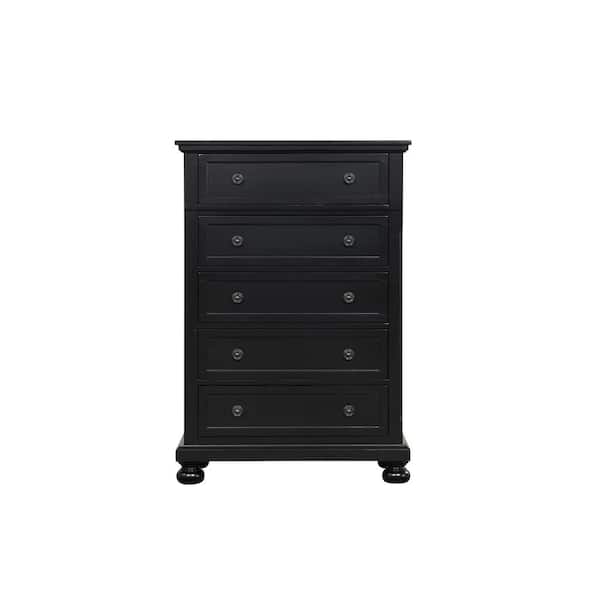 Meade Black 5-Drawer Chest of Drawers (36 in. L X 18 in. W X 53 in. H)