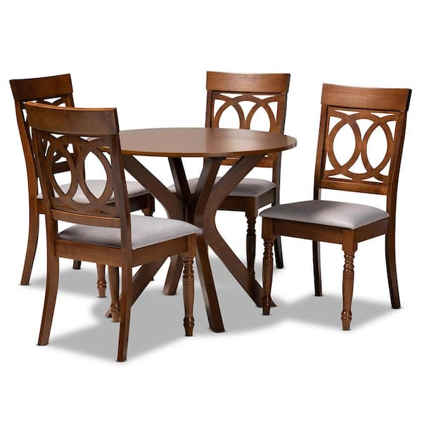 Baxton Studio Jessie 5-Piece Grey and Walnut Dining Set