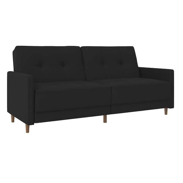DHP Kory Black Linen Coil Futon DE19571 The Home Depot