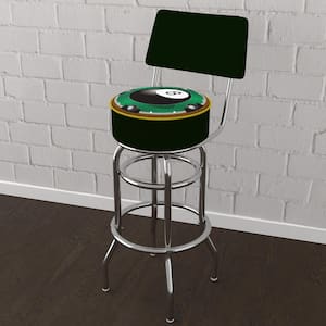 Rack'em 8-Ball 31 in. Green Low Back Metal Bar Stool with Vinyl Seat