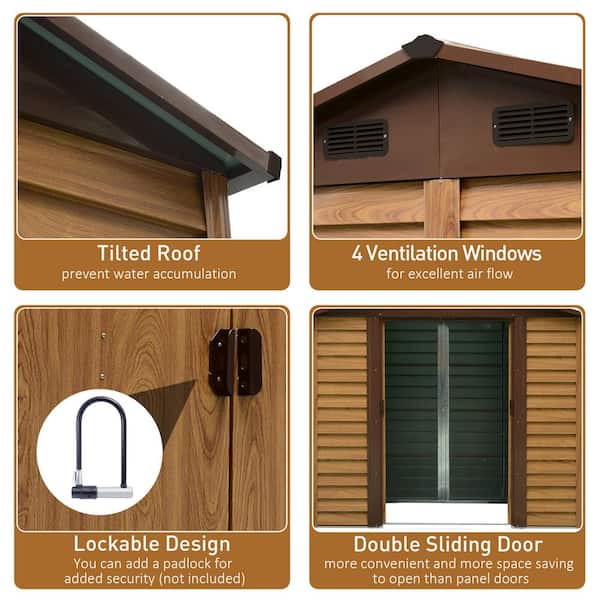 Outsunny 7.7 ft. W x 6.4 ft. D Metal Shed with Double Doors Outsunny 7.7 ft. W x 6.4 ft. D Metal Shed with Double Doors