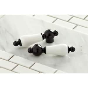 Victorian 8 in. Widespread 2-Handle Bathroom Faucet in Matte Black with Porcelain Handle