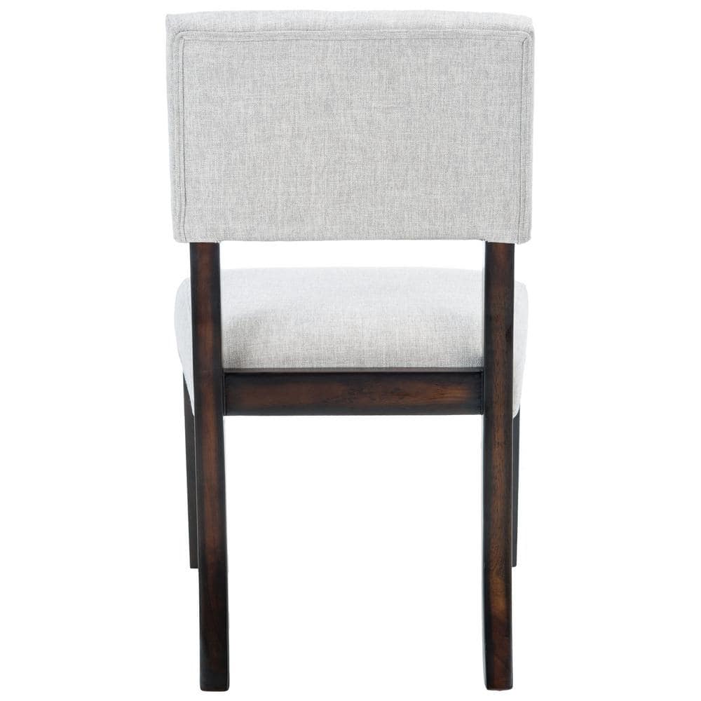 Luis High Back Black Wood Side Chair with Linen Upholstery