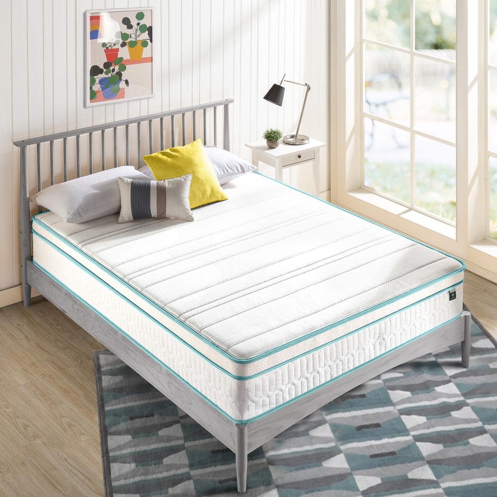 Zinus 12 in. Medium Hybrid Euro Top Twin Memory Foam Spring Mattress ...