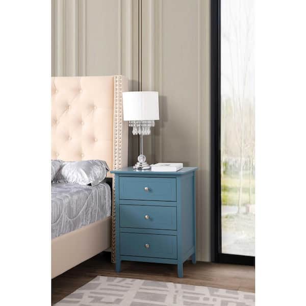 AndMakers Daniel 3-Drawer Teal Nightstand (25 in. H x 19 in. W x 15 in. D)