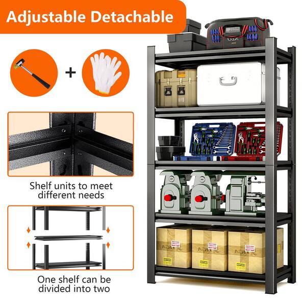 Siavonce 5-Tiers Metal 2000 lbs. Adjustable Garage Pantry