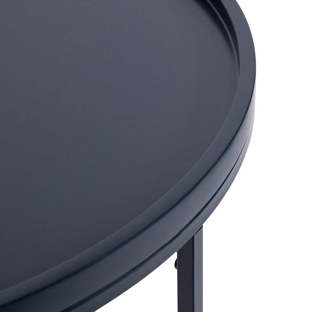 Dorrah Navy Blue Metal Half-Circle Console Table with Storage