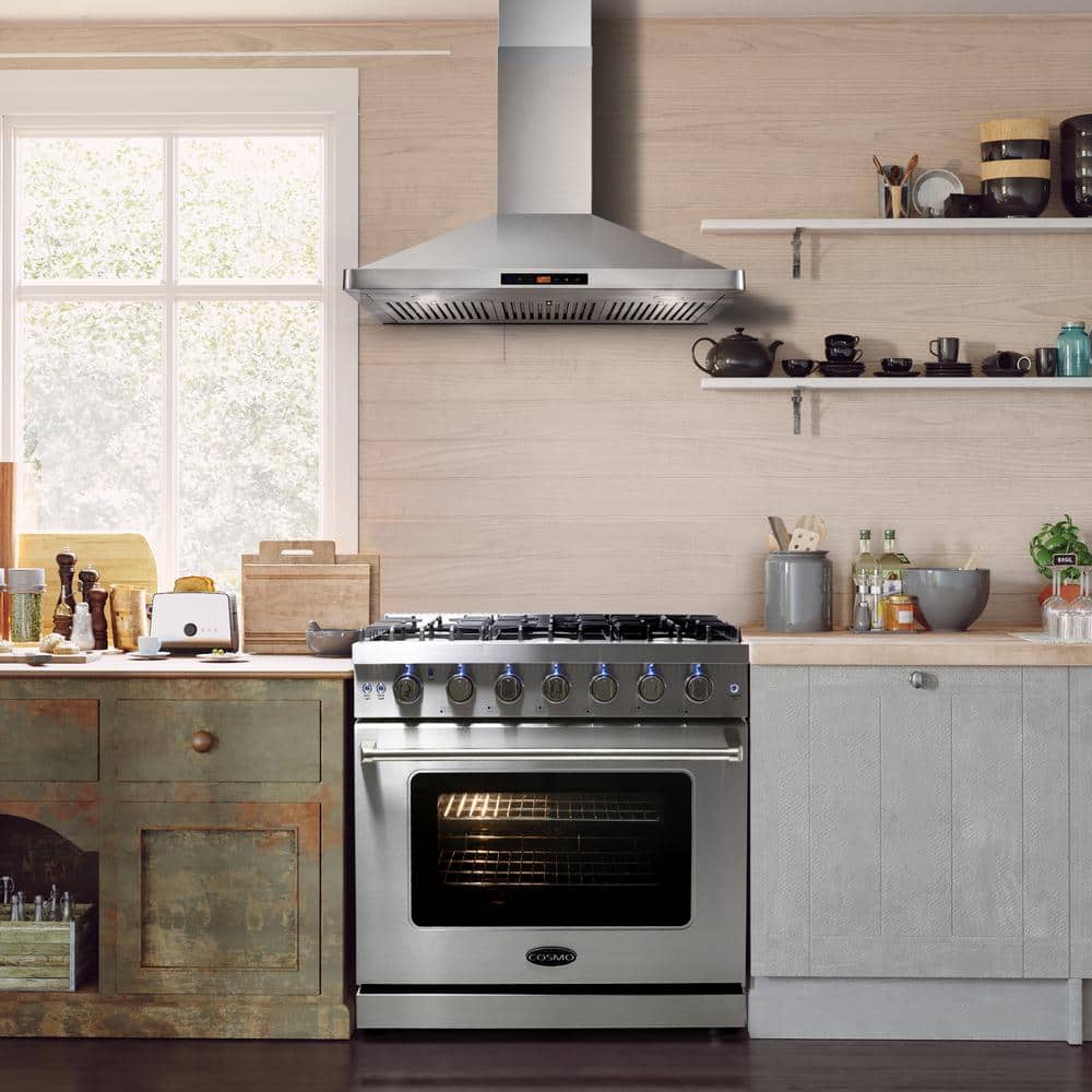 Cosmo 36" Stainless Steel Convection Gas Range with 6 Burners