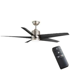 Mena 54 in. White Color Changing Integrated LED Indoor/Outdoor Brushed Nickel Ceiling Fan with Light Kit and Remote