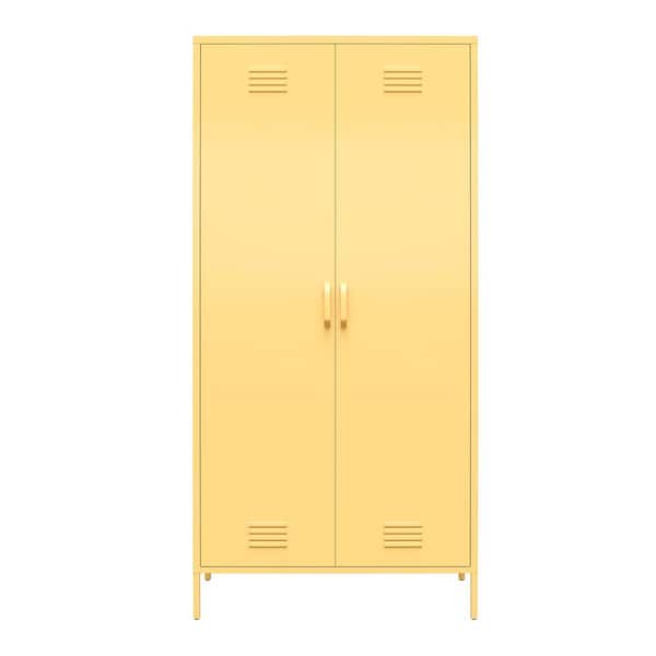 Novogratz Cache Tall 2 Door Metal Locker Cabinet, Yellow