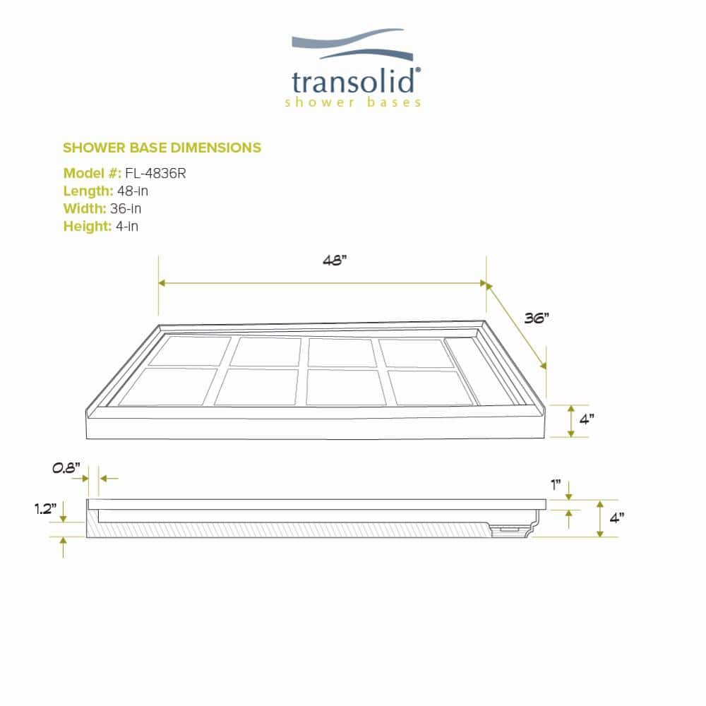 Gray Rectangular Single Threshold Shower Base with Right Drain