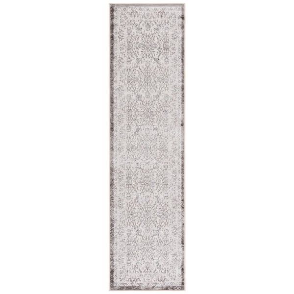 Orchard 2 ft. x 8 ft. Gray/Silver Ornate Floral Border Runner Rug
