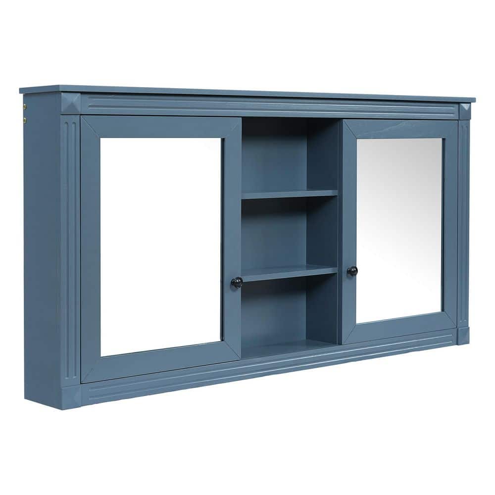Boosicavelly 55.00 in. W x 28.70 in. H Blue Rectangular MDF Medicine ...