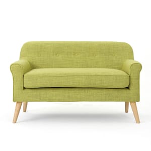 Mariah Muted Green Polyester 2-Seater Loveseat with Tapered Wood Legs
