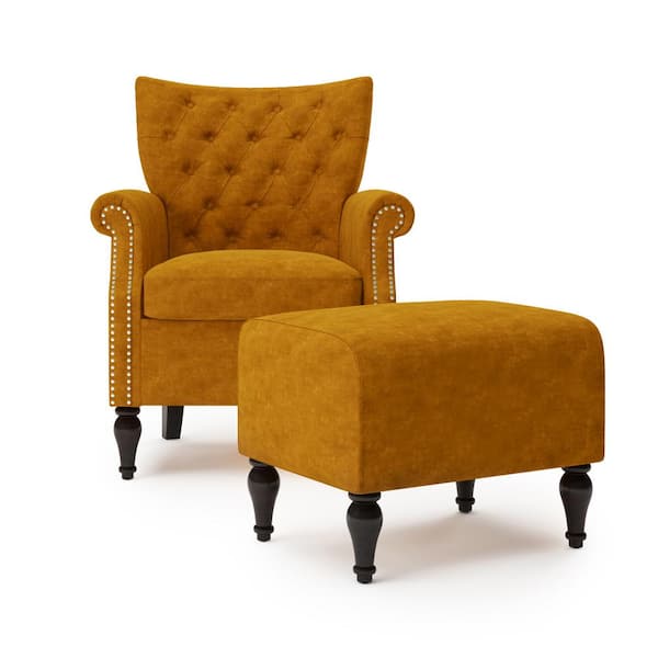 Handy Living Margaux On In Mustard, Armchair And Ottoman Set