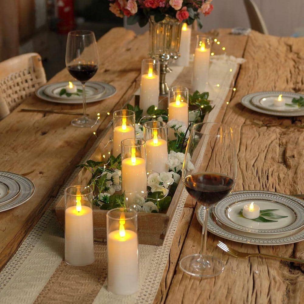 Pure White Acrylic Flameless LED Candles:9 Pack, Battery Operated