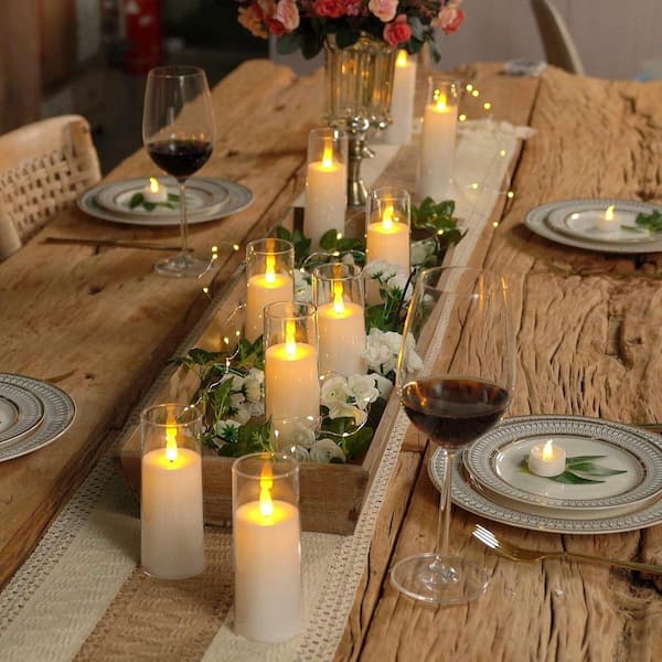 Pure White Acrylic Flameless LED Candles:9 Pack, Battery Operated with Remote and Timer, Electric Fake for Home Decor