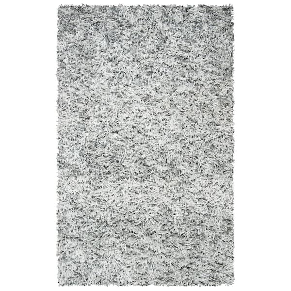 SAFAVIEH Rio Shag Gray/Ivory 5 ft. x 8 ft. Solid Area Rug