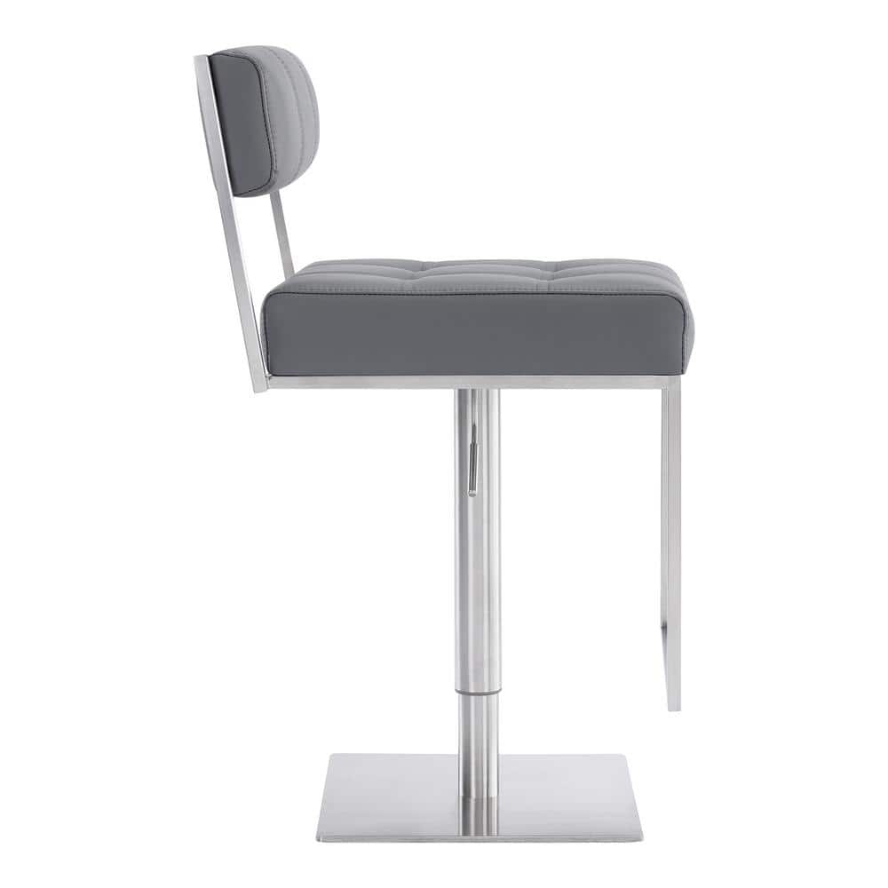 Michele Contemporary Gray Faux Leather Adjustable Swivel Stool
