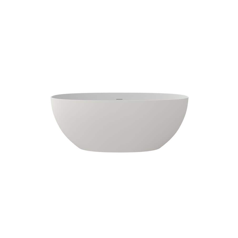 59 in. x 31 in. Freestanding Stone Resin Solid Surface Soaking Bathtub in Matte White price history on PriceWatchPro