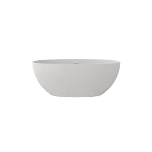 59 in. x 31 in. Freestanding Stone Resin Solid Surface Soaking Bathtub in Matte White