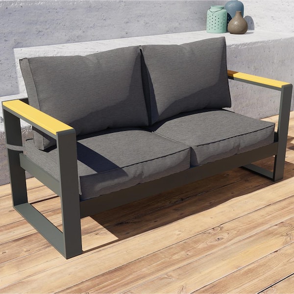 Aoodor 25 in. x 53 in. x 25 in. 2-Seater Aluminum Outdoor Loveseat 