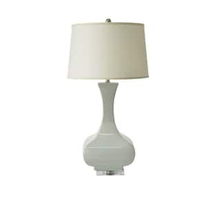 Flair 31 in. Mojito Green Classic, Glam Bedside Table Lamp for Living Room, Bedroom with Beige Linen Shade