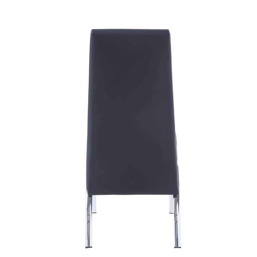 Black Faux Leather Upholstered Side Chair with Chrome Legs