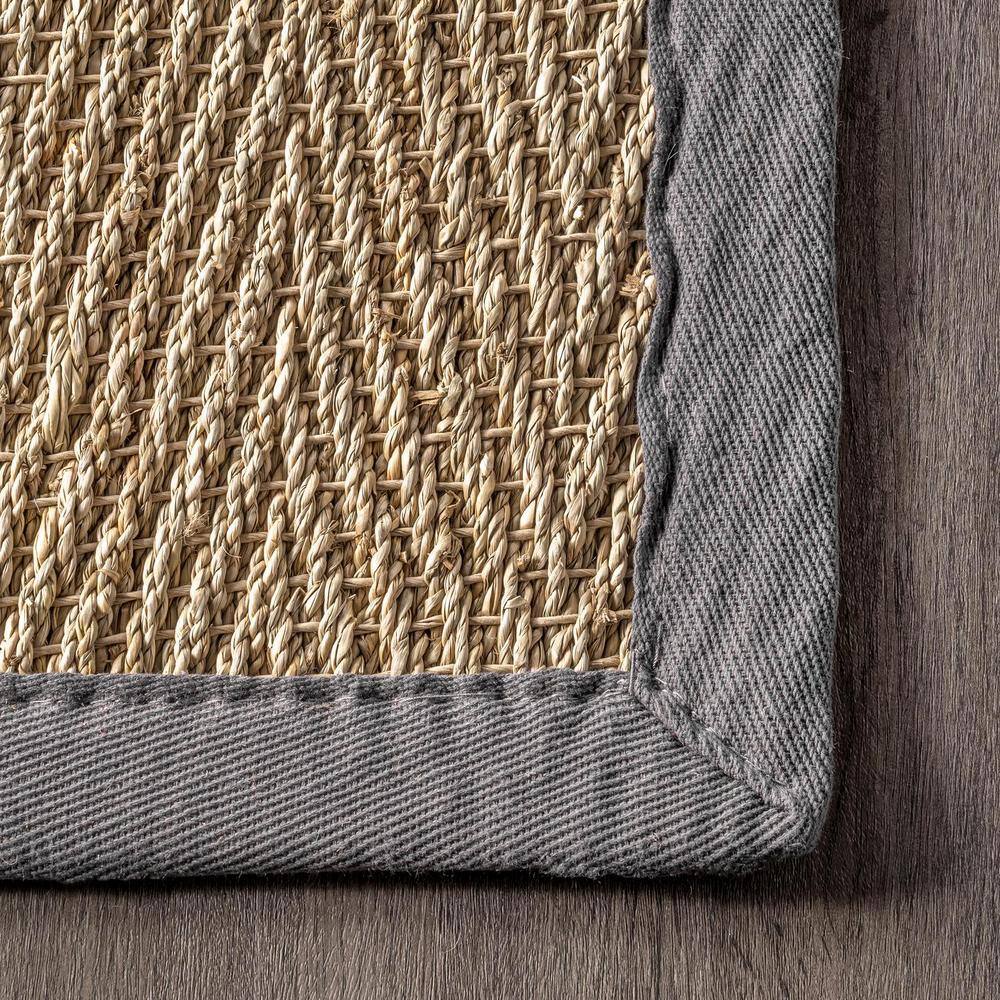 Dark Gray Seagrass Herringbone 8' x 10' Reversible Area Rug
