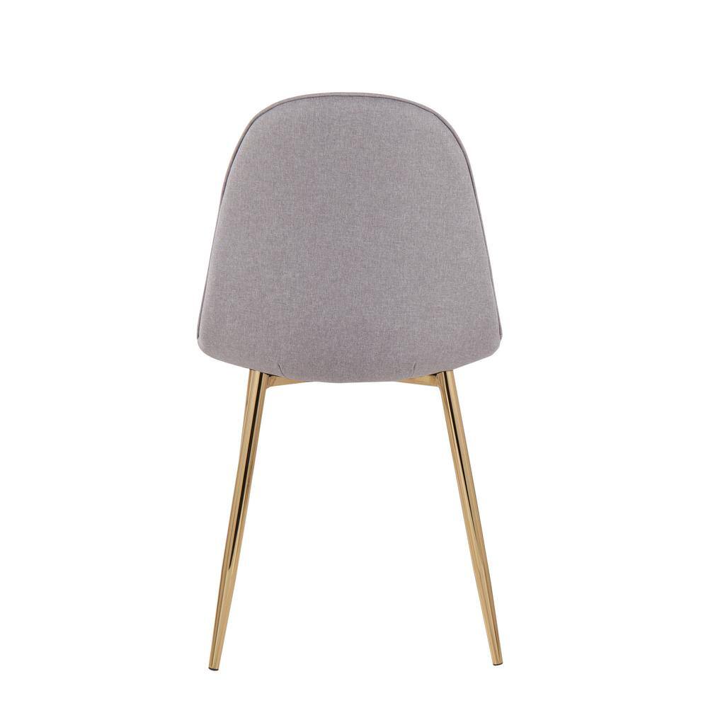 Set of 2 Light Grey Upholstered Side Chairs with Gold Steel Legs