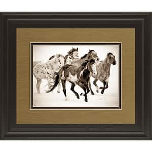 34 in. x 40 in. "PAINTED HORSES" RUN BY CAROL WALKER Framed Printed Wall Art