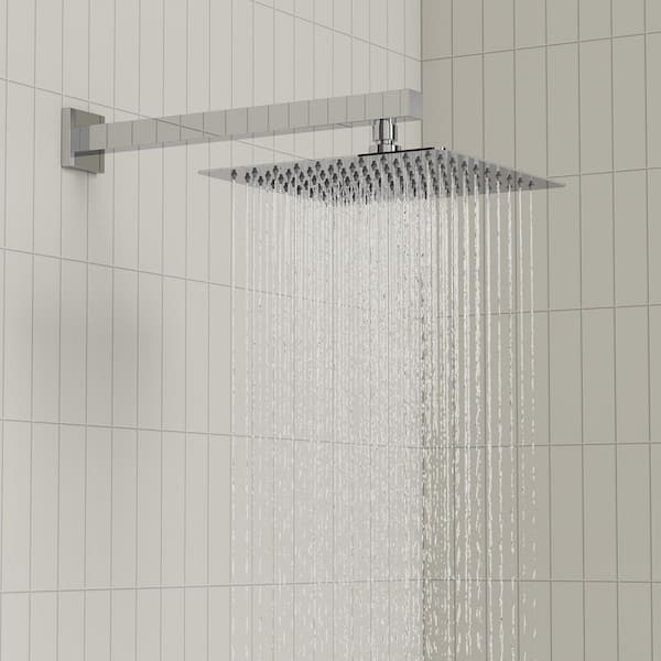 Single-Handle Rain 2-Spray Square 10 in. Dual Shower Head Wall Mount Fixed and Handheld Shower Head 2.5 GPM in Chrome