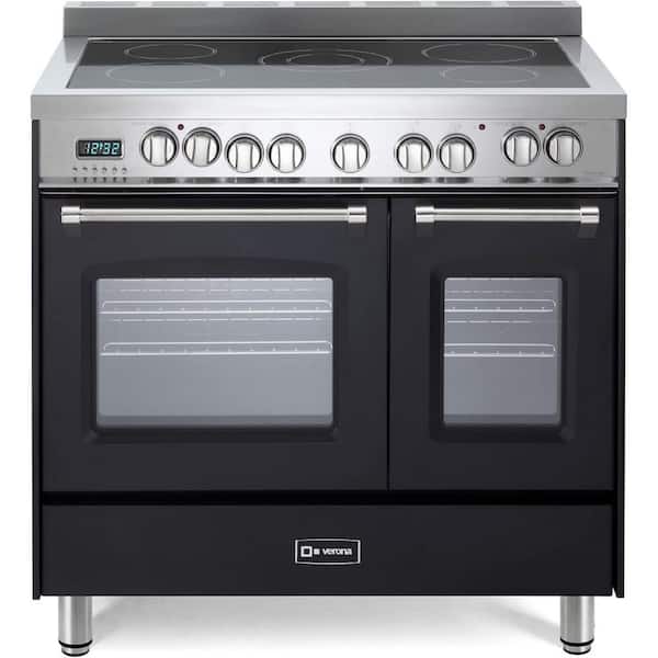 Prestige Series 36 in. Freestanding Double Oven Electric Range in Matte Black
