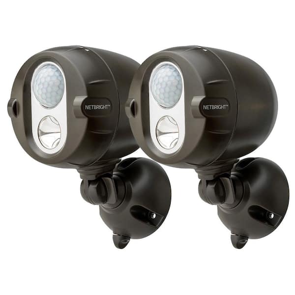 Mr Beams NetBright Networked Outdoor 200 Lumen Battery Powered Motion Activated Integrated LED Spotlight, Brown (2-Pack)