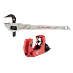 24 in. Aluminum Offset Pipe Wrench with 1 in. Mini Copper Tubing Cutter (2-PC)